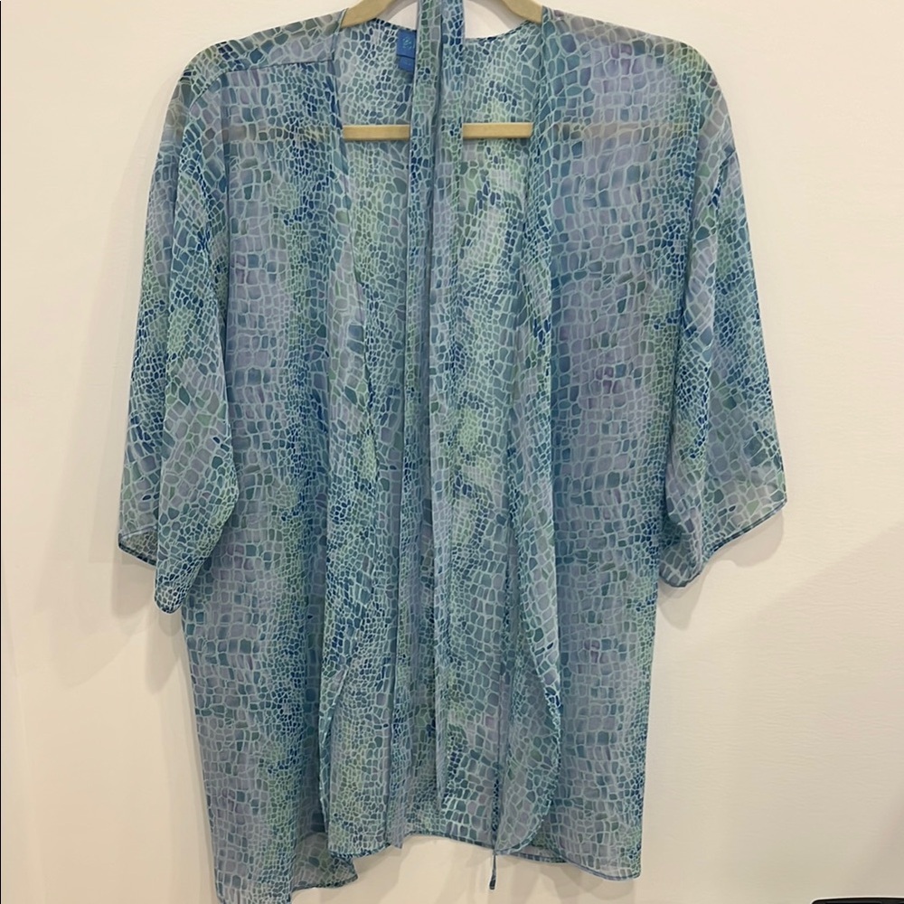 Sheer Blue and Green Kimono